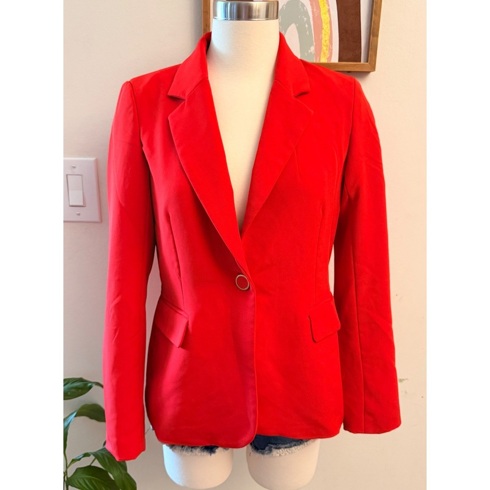 Rachel Zoe Blazer‎ Womens 4 Red One Button Tailored Suit Jacket Career Office